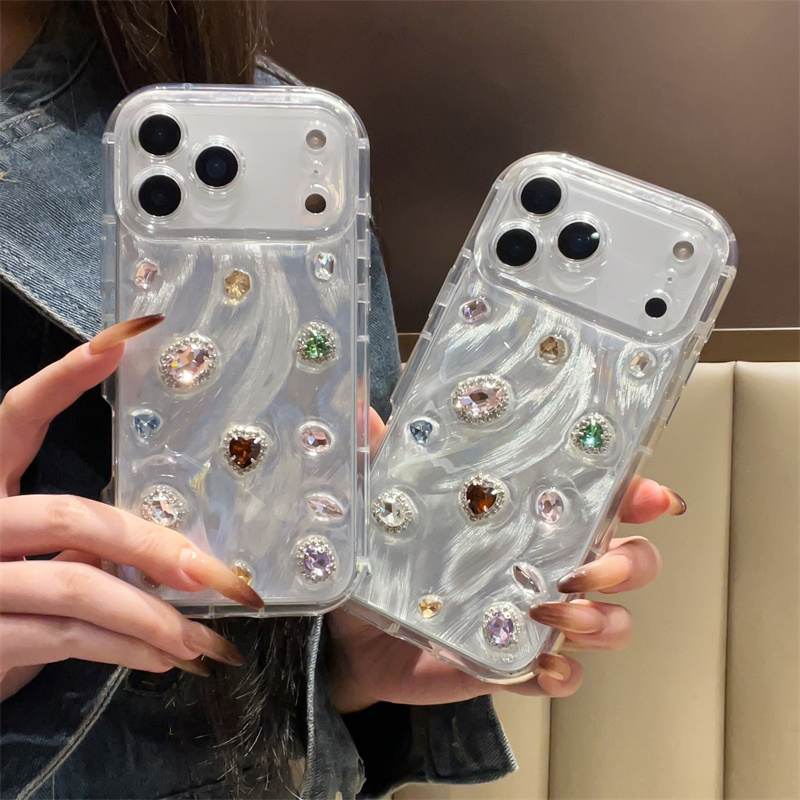 Apple Iphone 15 - Kore Renkli Değerli Taşlar Reçine Sevimli