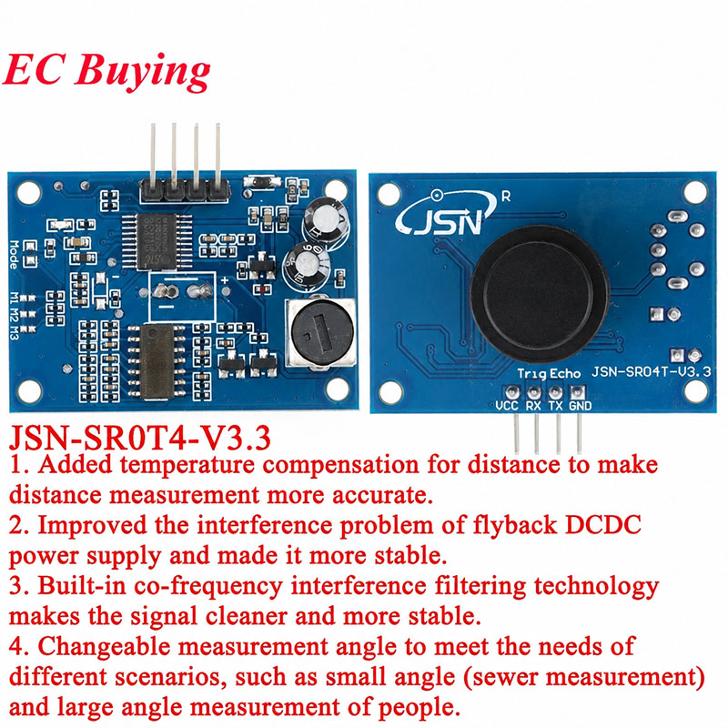 Hydration Sensor Skin - Su geçirmez Ultrasonik Modül JSN-SR04T 3.0